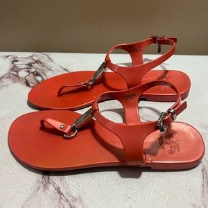 COACH Plato Jelly Sandals Orange Slingback Thongs Women’s Size 7B